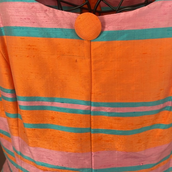 - Pia Rucci Silk Dress Stripe Short Sleeve Drop waist Size 14 - Picture 2 of 11